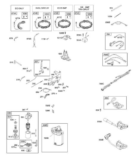B - Generatore, elementi di comando, fascio cavi, motore di avviamento elettrico, molla regolatore, accensione, ReadyStart B&S - 31 €¦ 31R507-0008-B1 brand Stihl
